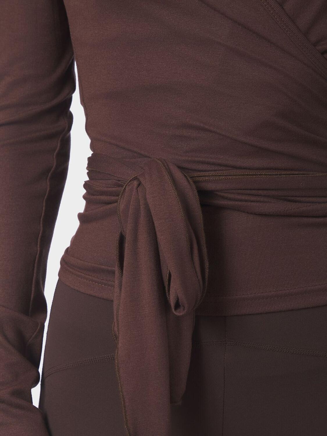 Nia Jersey Wrap bluse - Chocolate Brown